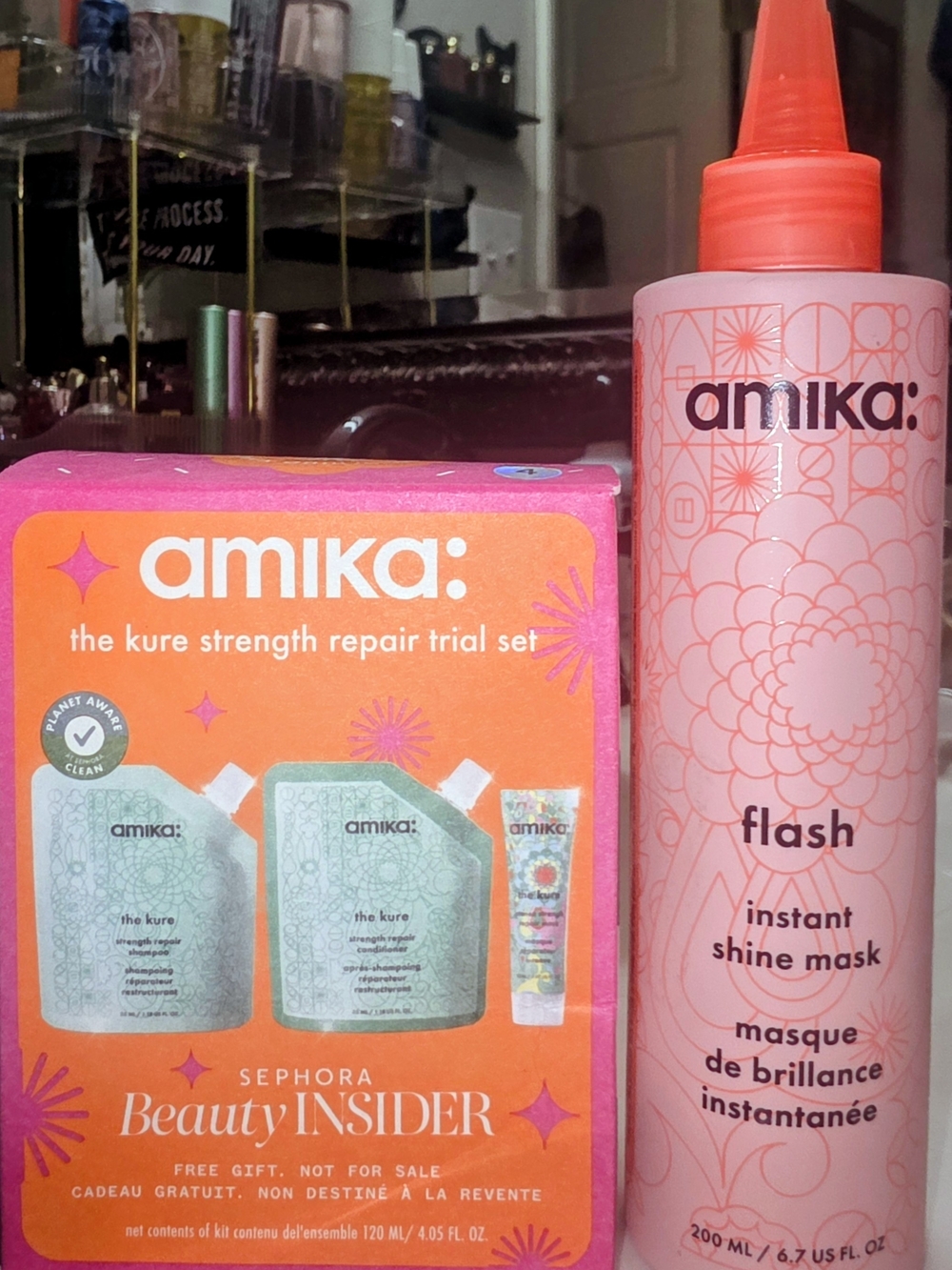 amika Pink & Coral Flash Instant Shine Mask with Kure Trial Set